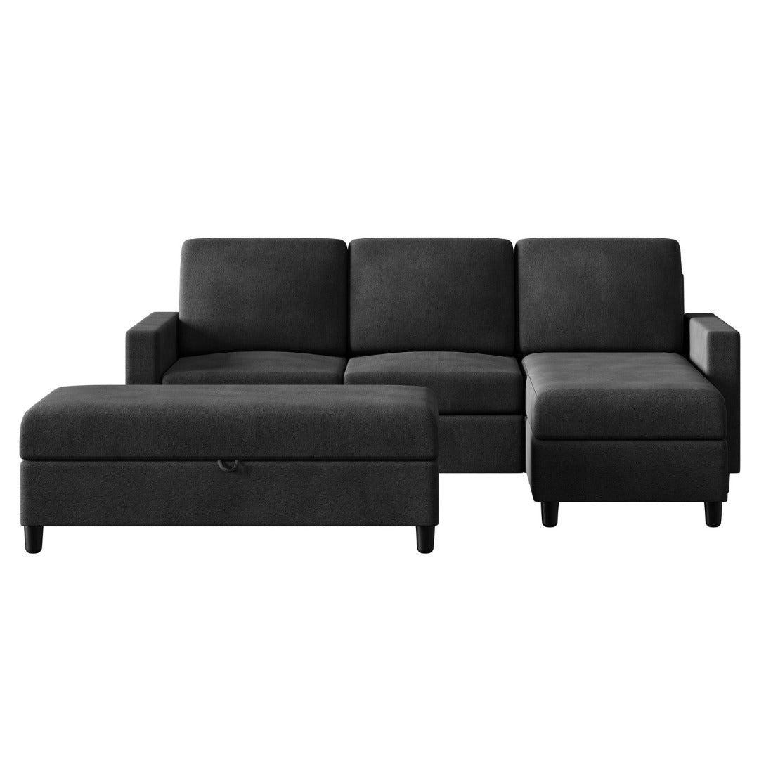 sobaniilowholesale Sectional Sofa With Long Storage Ottoman For Small Apartment#color_black (7136755155120)