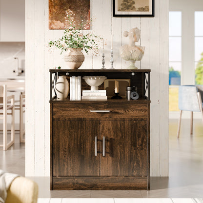 sobaniilowholesale Kitchen Buffet Sideboard Cabinet with Adjustable Shelf,Wooden Storage Cabinet with 2 Doors and 1 Drawers¡ê?Modern Farmhouse Coffee Bar Cabinet with Storage for Kitchen/Living Room (7612660711600)