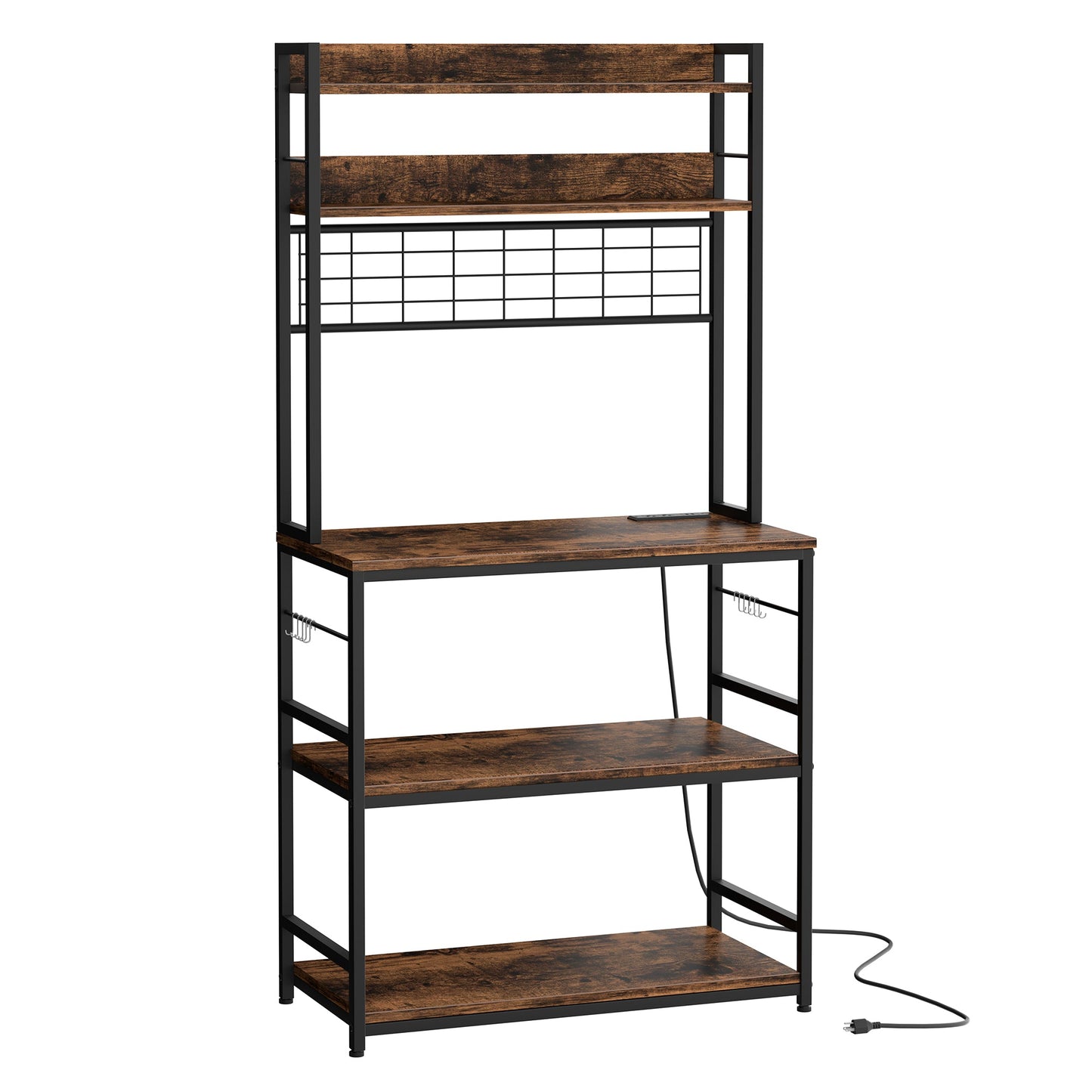 WALSUNY Kitchen Bakers Rack with Power Outlet  Coffee Bar Table 3Tiers