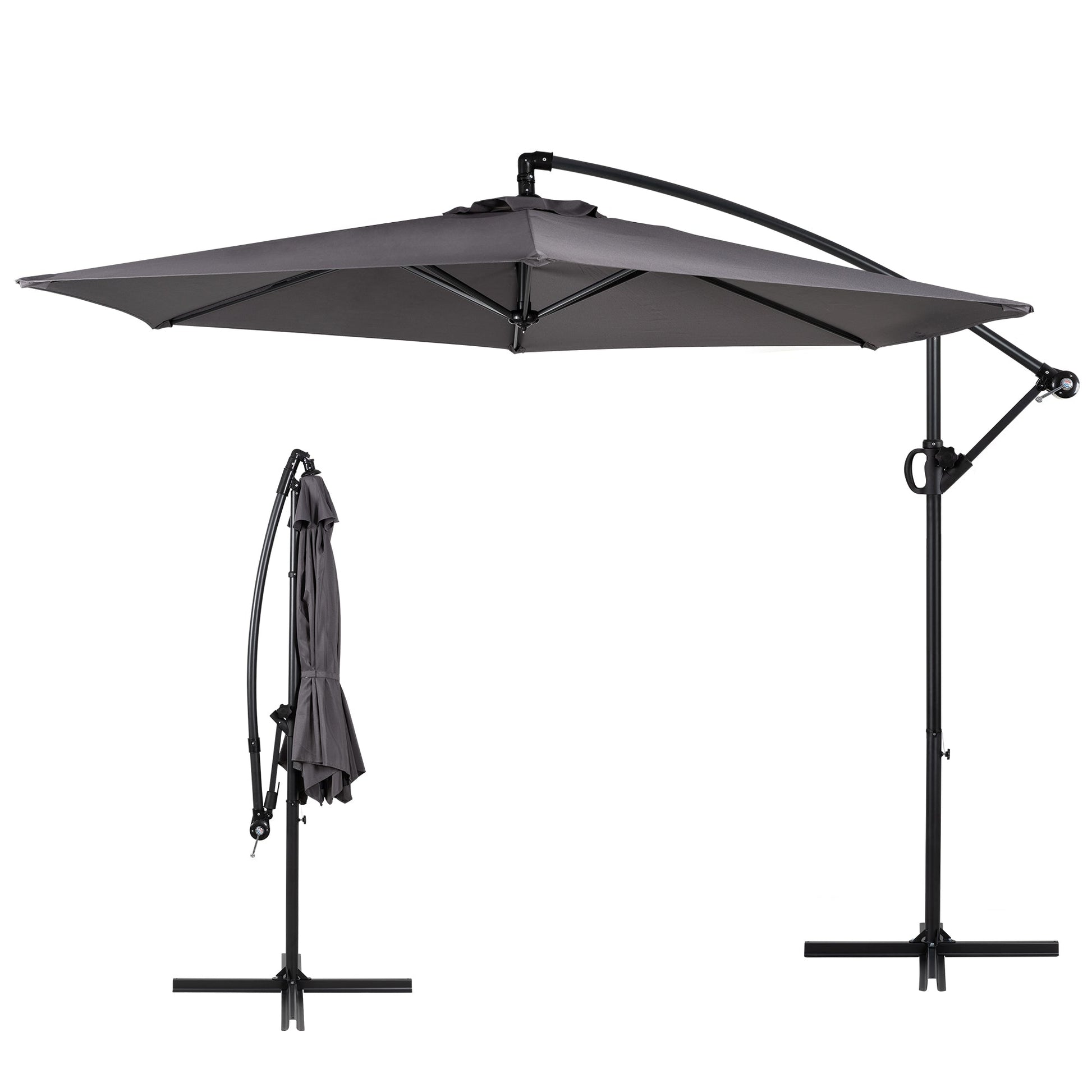 sobaniilowholesale Patio Offset Umbrella Easy Tilt Adjustment,Crank and Cross Base, Outdoor Cantilever Hanging Umbrella with 8 Ribs (7504185786544)