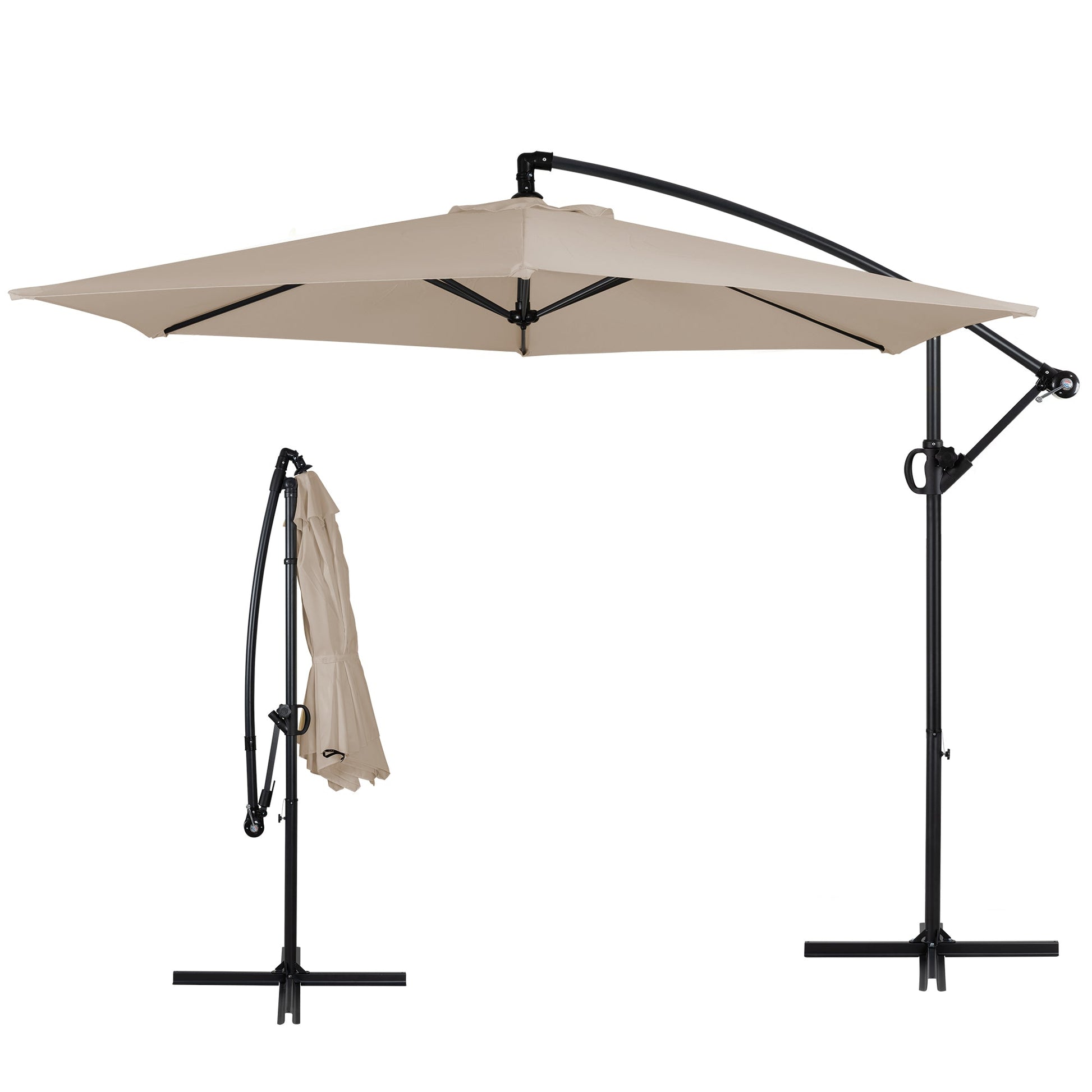 sobaniilowholesale Patio Offset Umbrella Easy Tilt Adjustment,Crank and Cross Base, Outdoor Cantilever Hanging Umbrella with 8 Ribs (7504185786544)