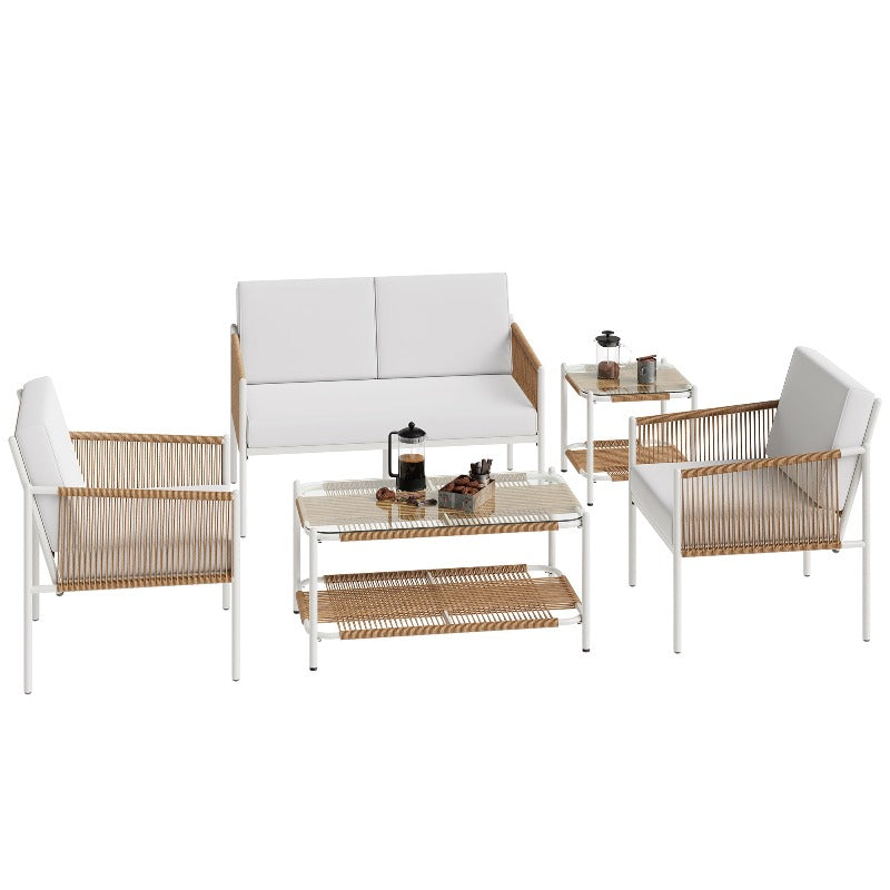 sobaniilowholesale Patio Furniture 5 Pieces Outdoor Rattan Conversation Chair Set