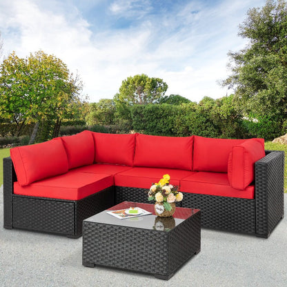 sobaniilowholesale 5 Pieces Outdoor Sectional Sofa, Patio furniture Set#color_red