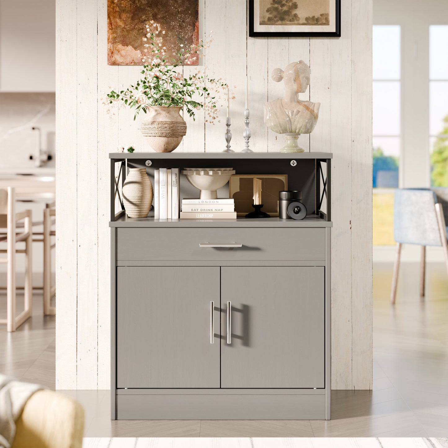 sobaniilowholesale Kitchen Buffet Sideboard Cabinet with Adjustable Shelf,Wooden Storage Cabinet with 2 Doors and 1 Drawers¡ê?Modern Farmhouse Coffee Bar Cabinet with Storage for Kitchen/Living Room (7612660711600)