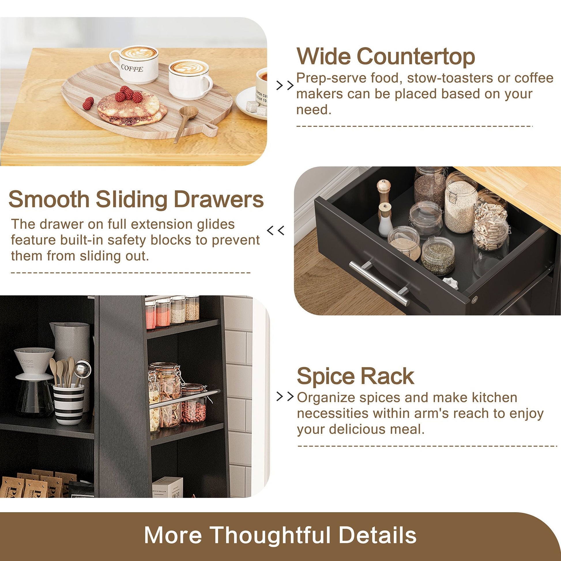 sobaniilowholesale Kitchen Island Rolling Cart with Storage Cabinet, Coffee Bar (7404392186032)