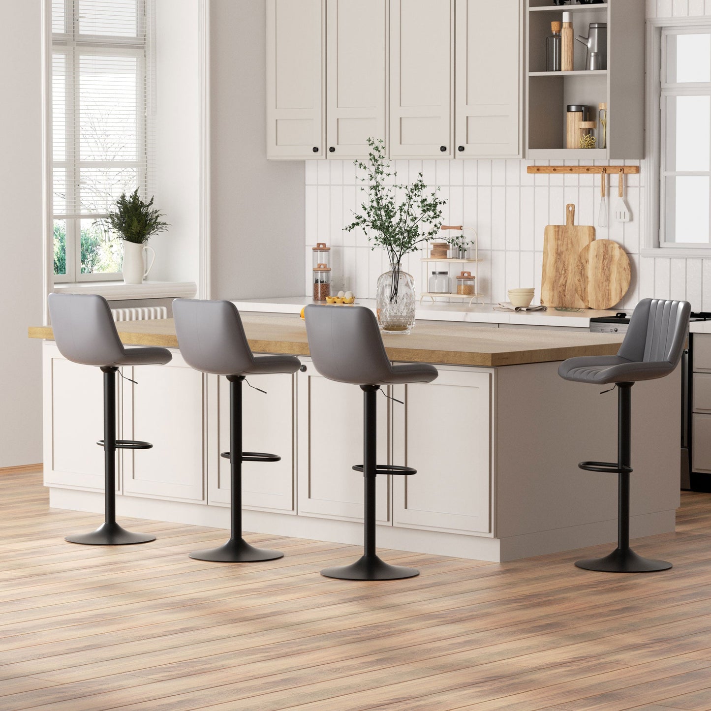 sobaniilowholesale Bar Stools Set of 2,Adjustable Leather Counter Height with High Backrest,Bar Chairs for Kitchen Island Dining¡ê?Room Bar (7562958831792)