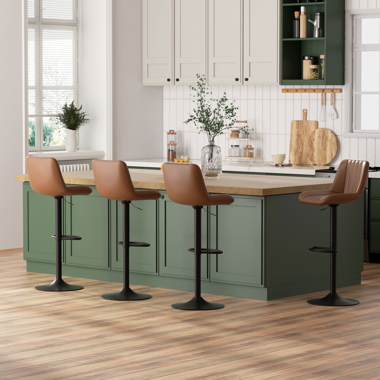 sobaniilowholesale Bar Stools Set of 2,Adjustable Leather Counter Height with High Backrest,Bar Chairs for Kitchen Island Dining¡ê?Room Bar (7562958831792)