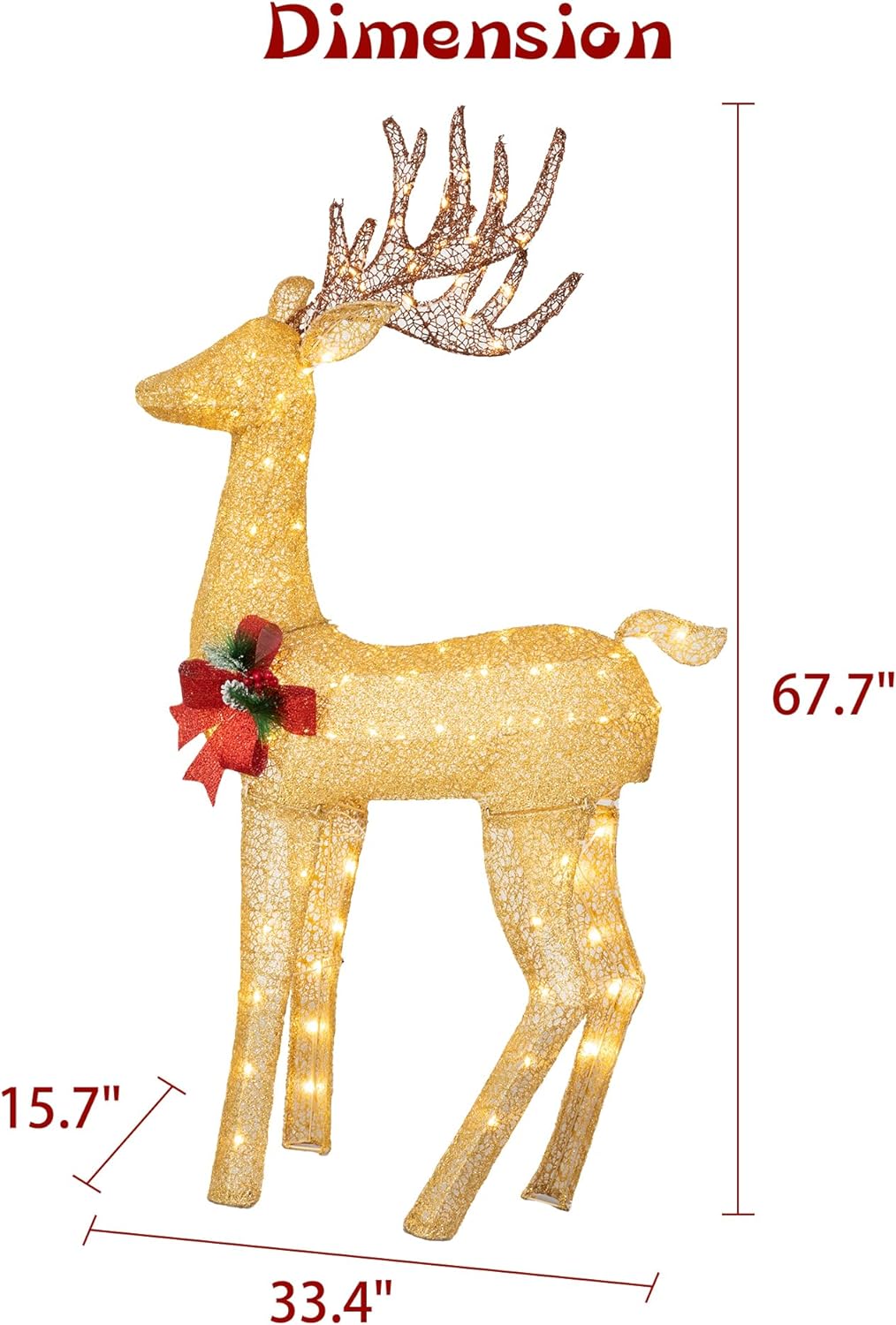 sobaniilowholesale  2-Piece Reindeer Christmas Decoration, 4FT Moose Family Outdoor Holiday Christmas Decor, Pre-Lit 170 LED Lights Deer