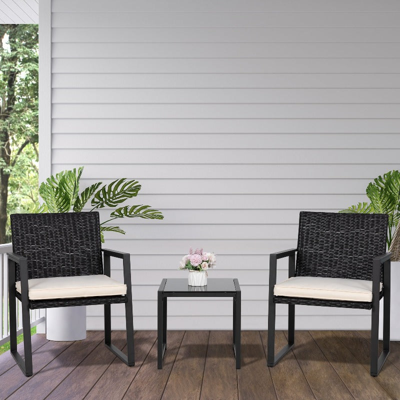 sobaniilowholesale Patio Furniture 3 Pieces Wicker Outdoor Bistro Chairs Set#color_beige