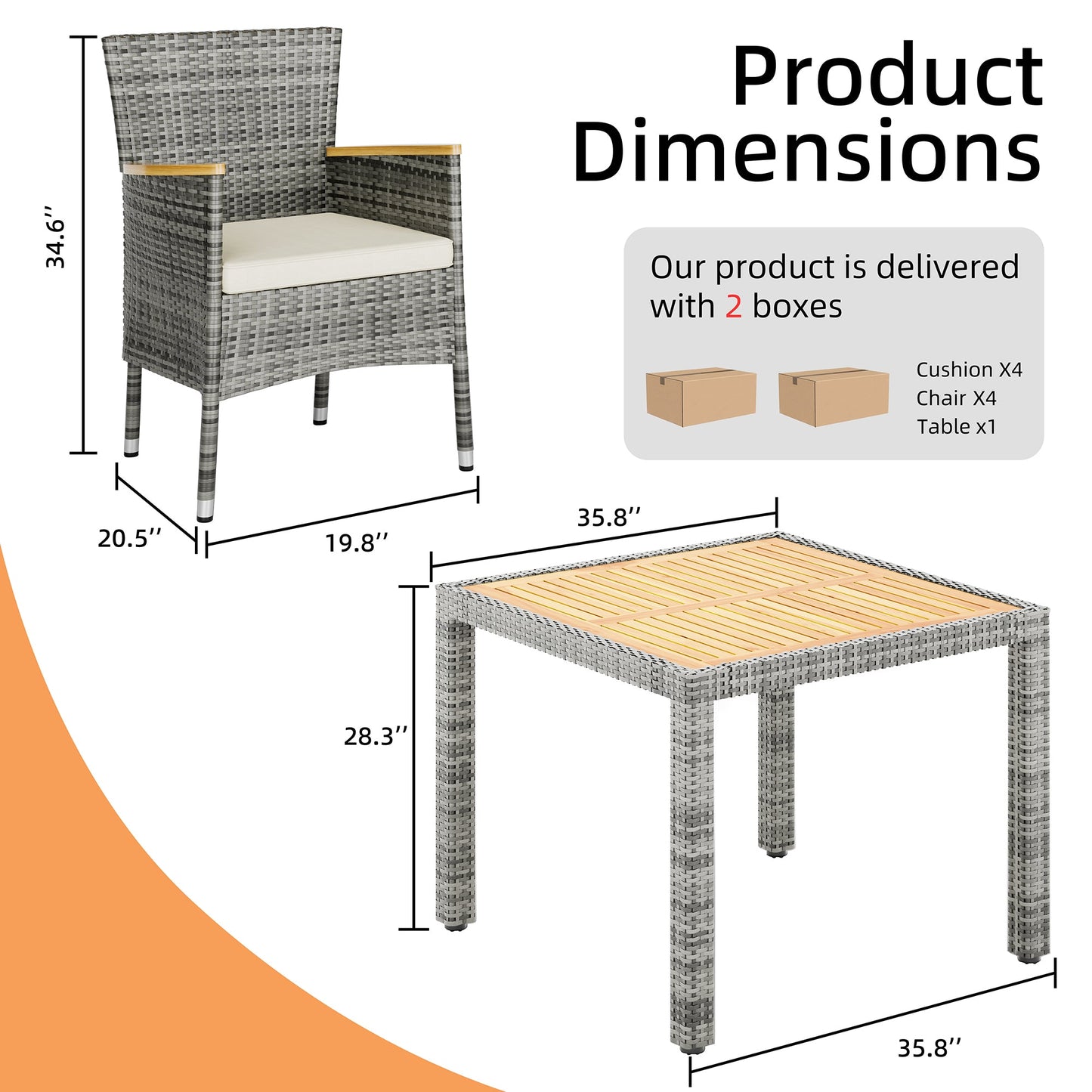 sobaniilowholesale 5 Pieces/ 7 Pieces Patio Dining Set, Square Wood Table (7047179927728)