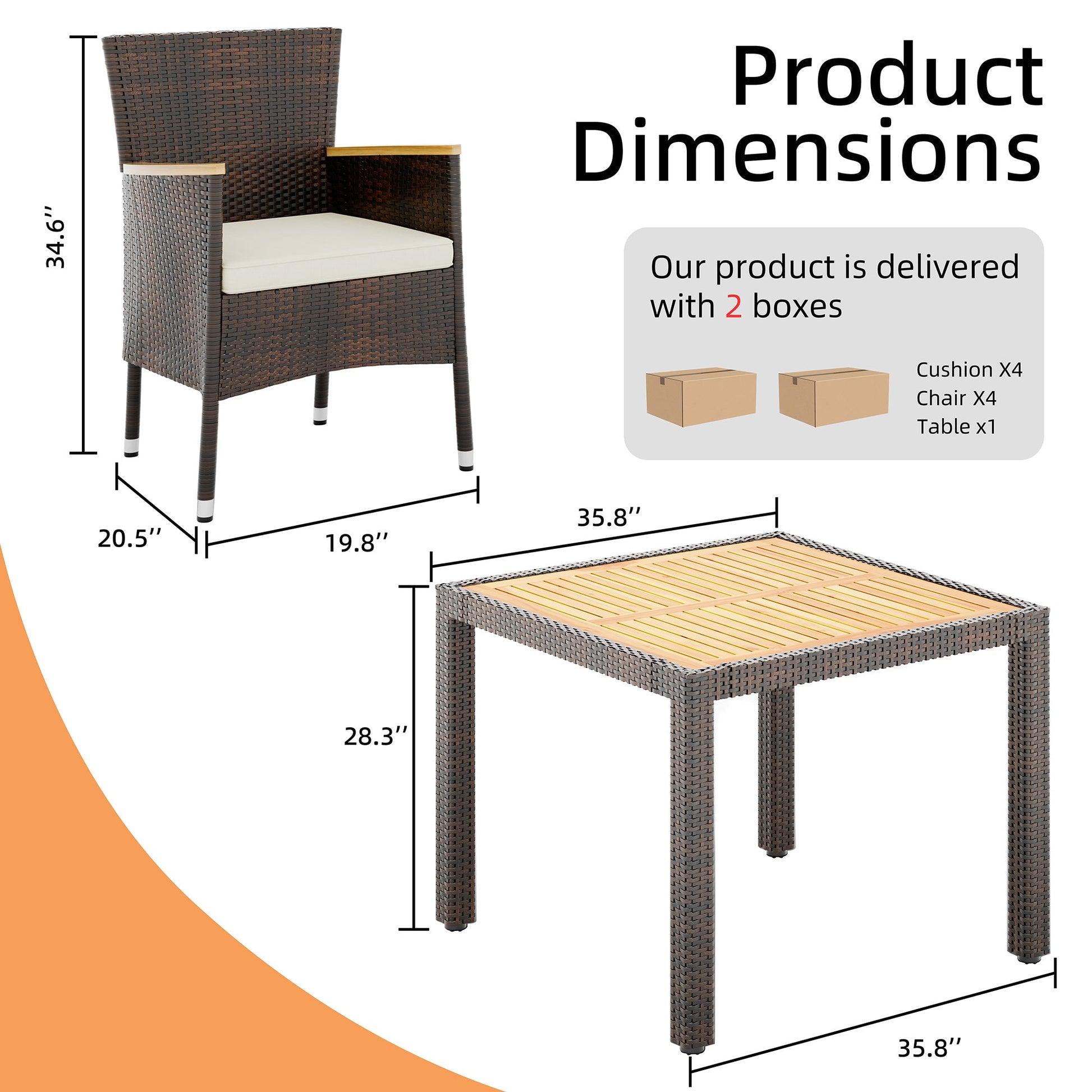 sobaniilowholesale 5 Pieces/ 7 Pieces Patio Dining Set, Square Wood Table (7047179927728)