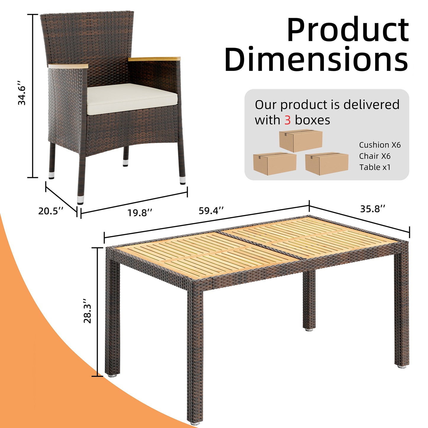 sobaniilowholesale 5 Pieces/ 7 Pieces Patio Dining Set, Square Wood Table (7047179927728)