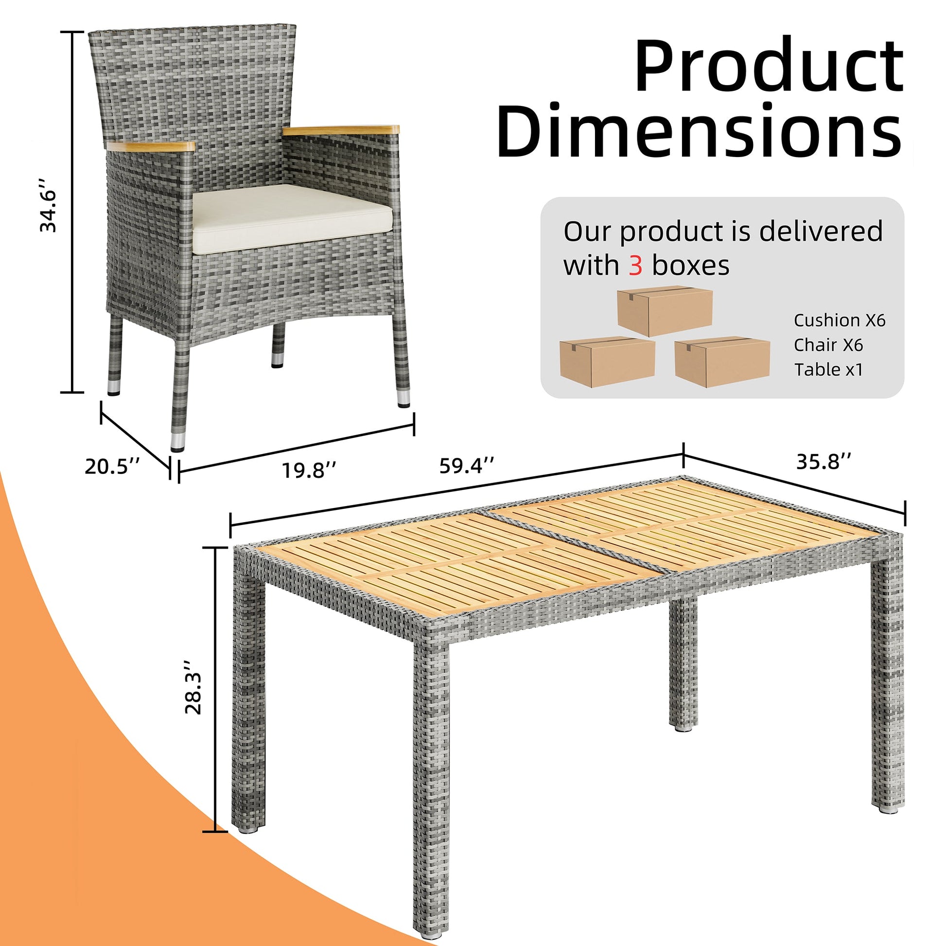 sobaniilowholesale 5 Pieces/ 7 Pieces Patio Dining Set, Square Wood Table (7047179927728)