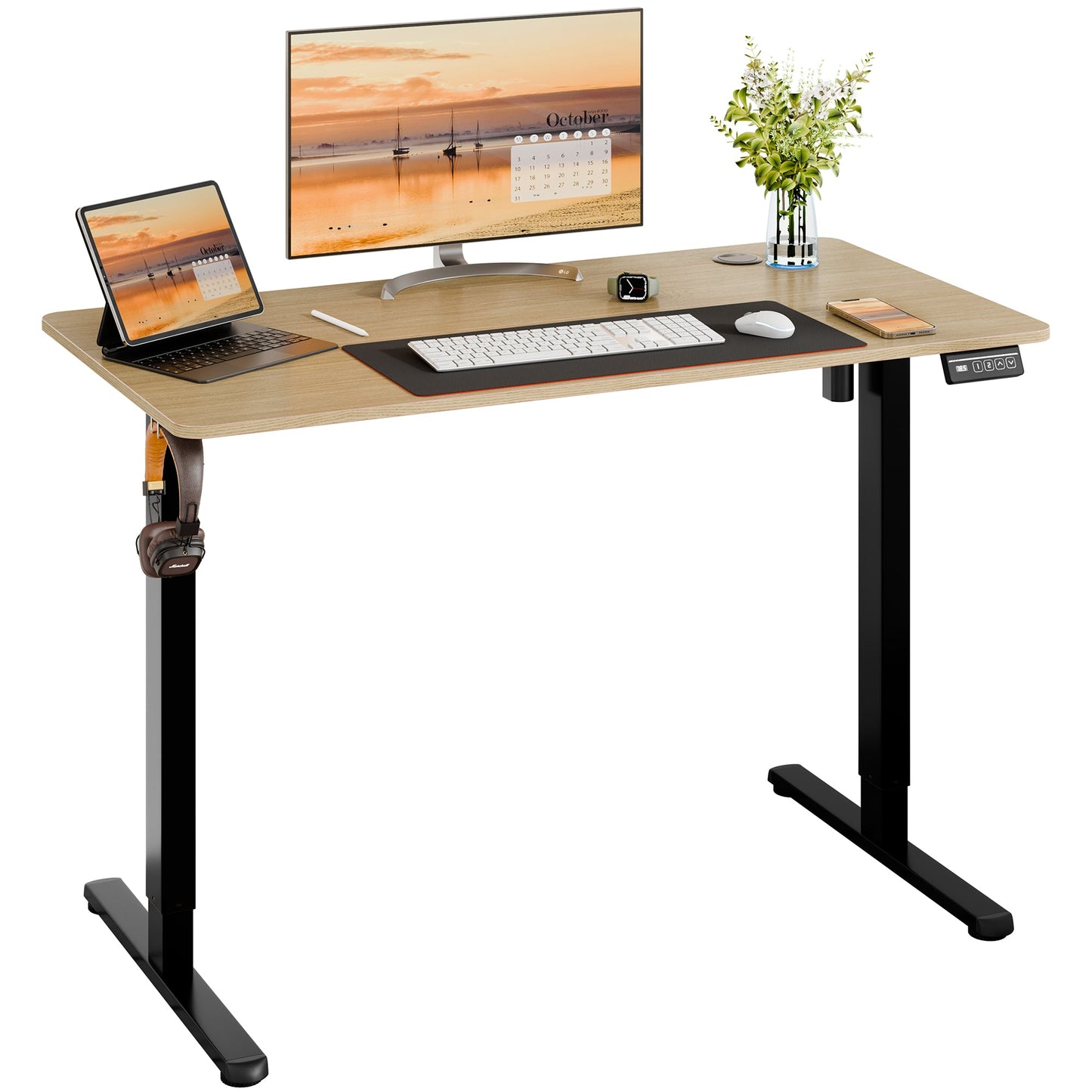 sobaniilowholesale Electric Office Ergonomic Standing Desk 1.2m / 1.4m / 1.6m With Black Metal Table Base 