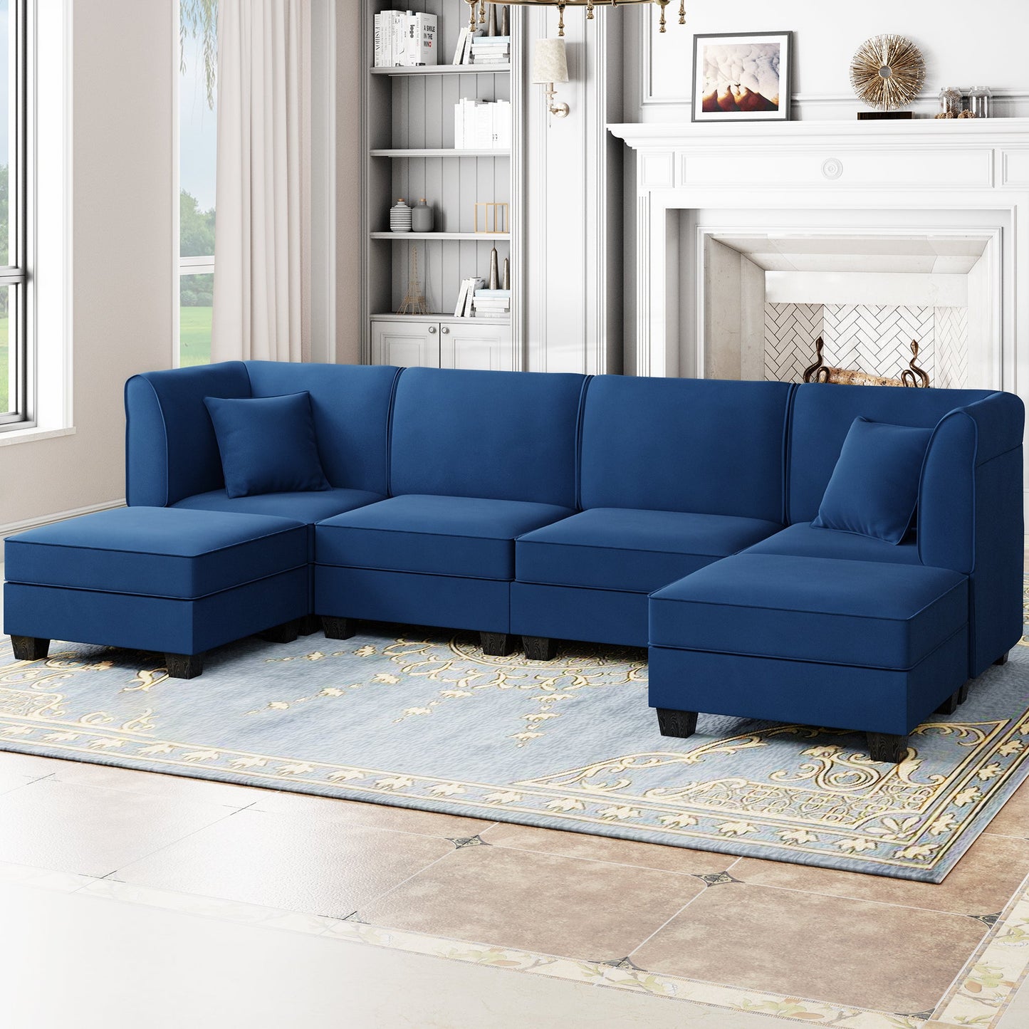 sobaniilowholesale  U-Shape Convertible Sectional Sofa Couch with 6 Seats
#color_dark-blue