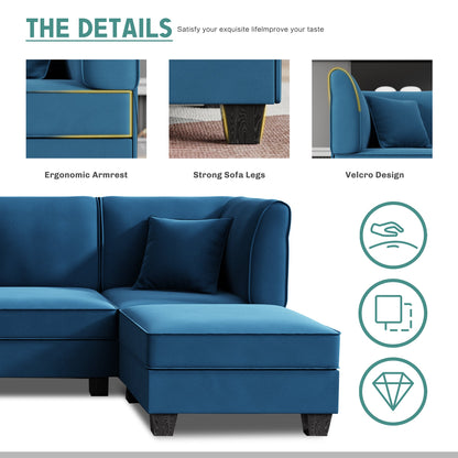 sobaniilowholesale  U-Shape Convertible Sectional Sofa Couch with 6 Seats
#color_blue