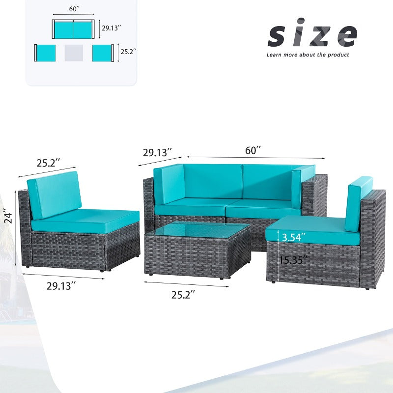 sobaniilowholesale Patio Furniture 5 Pieces Outdoor Sectional Sofas