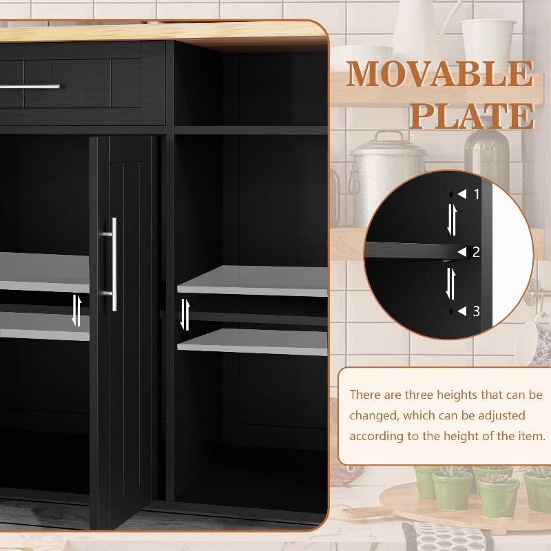 sobaniilowholesale 42???¡¥ Kitchen Island Cart Storage with Solid Wood Top#color_black (7278480883888)