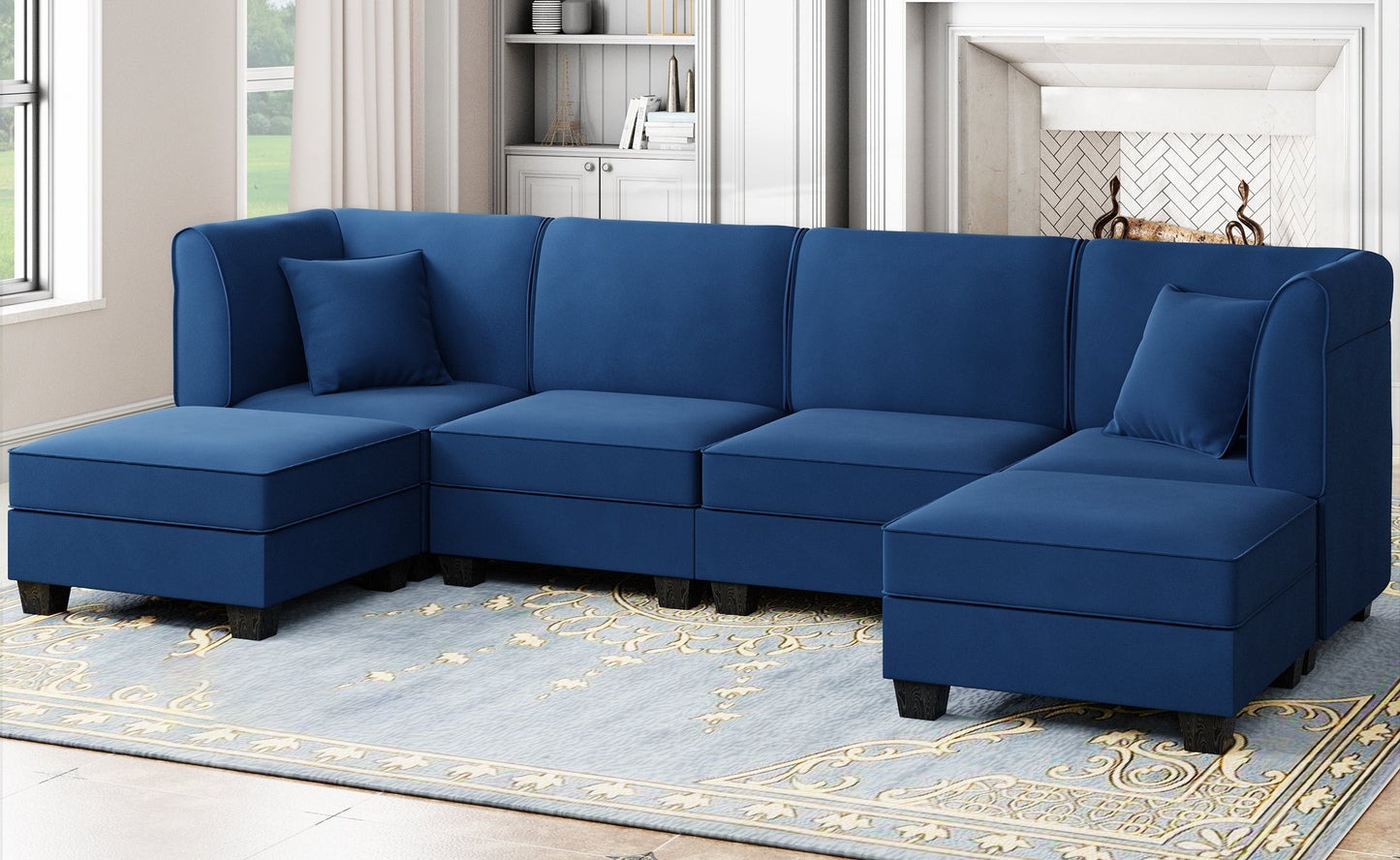 sobaniilowholesale  U-Shape Convertible Sectional Sofa Couch with 6 Seats
#color_dark-blue