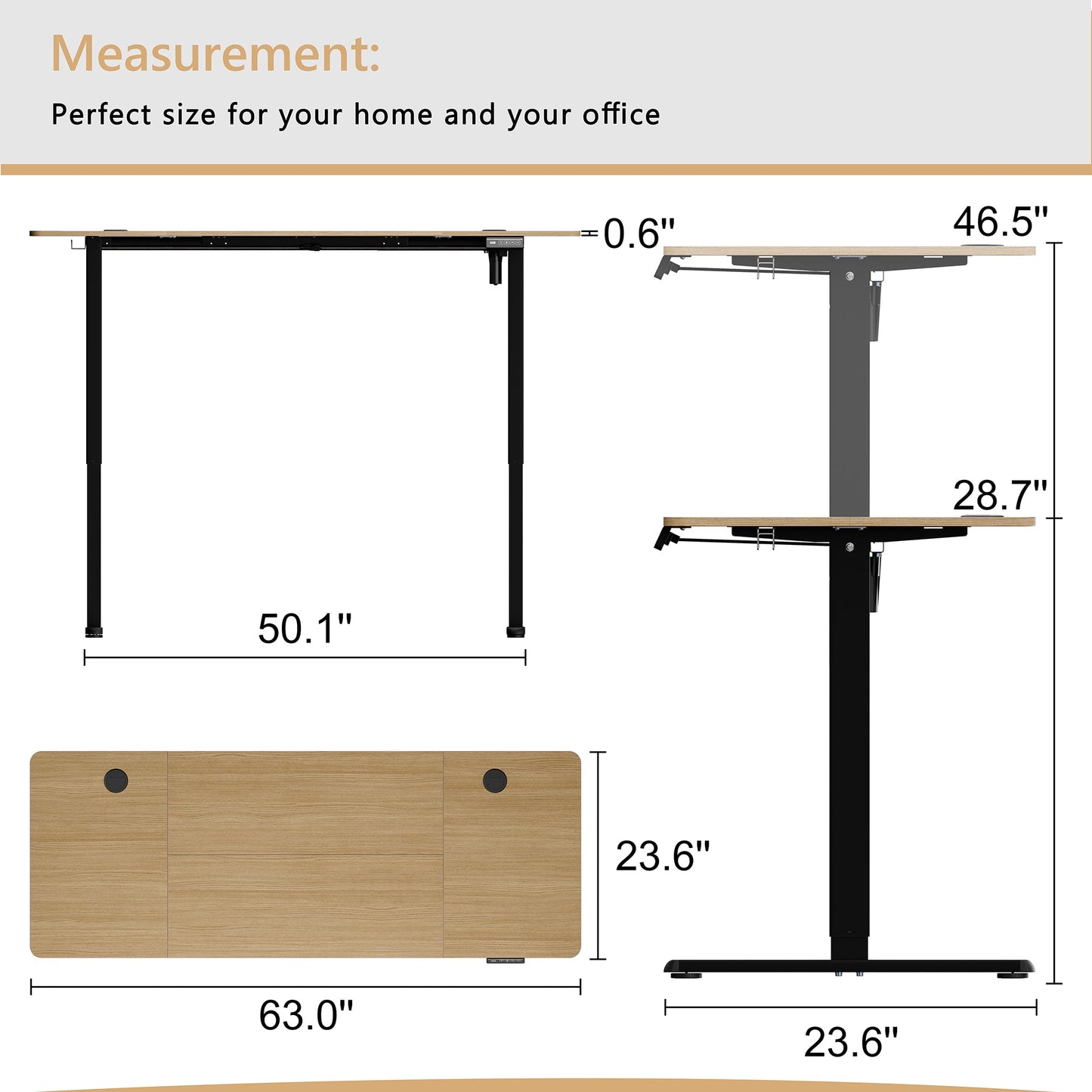 sobaniilowholesale Electric Office Ergonomic Standing Desk 1.2m / 1.4m / 1.6m With Black Metal Table Base (7709669294256)