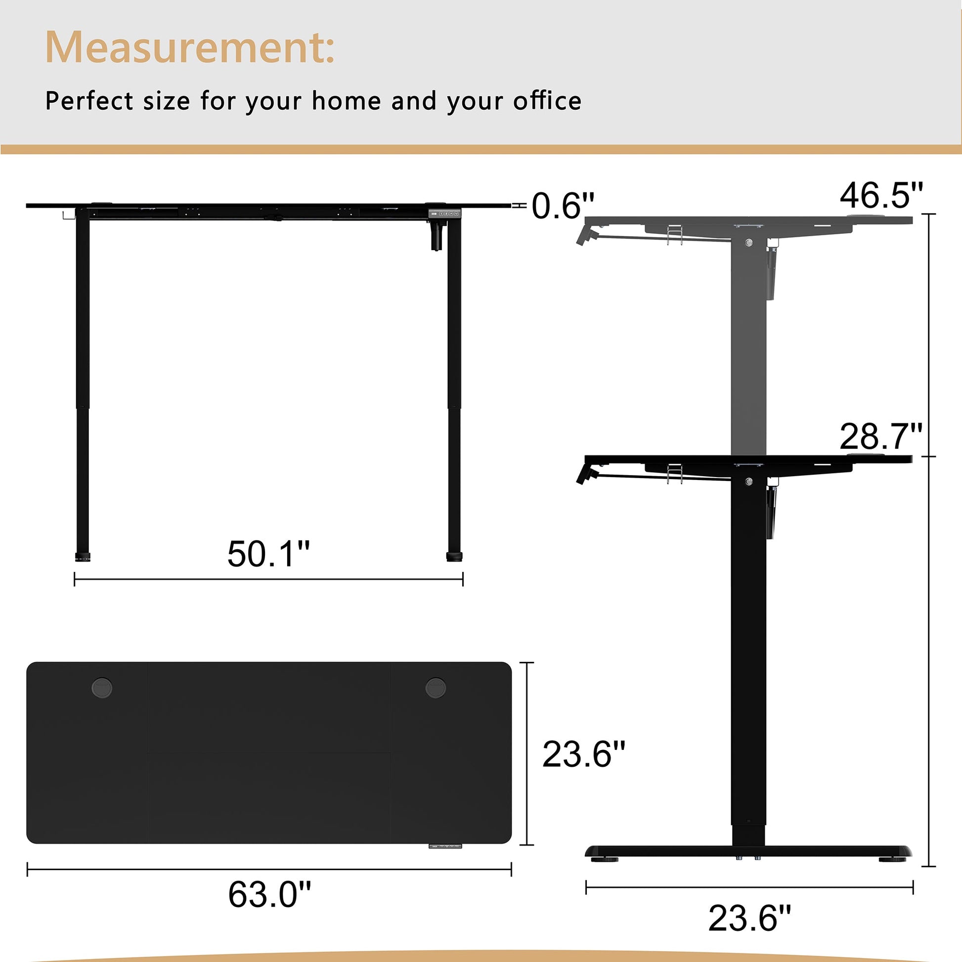 sobaniilowholesale Electric Office Ergonomic Standing Desk 1.2m / 1.4m / 1.6m With Black Metal Table Base (7709669294256)