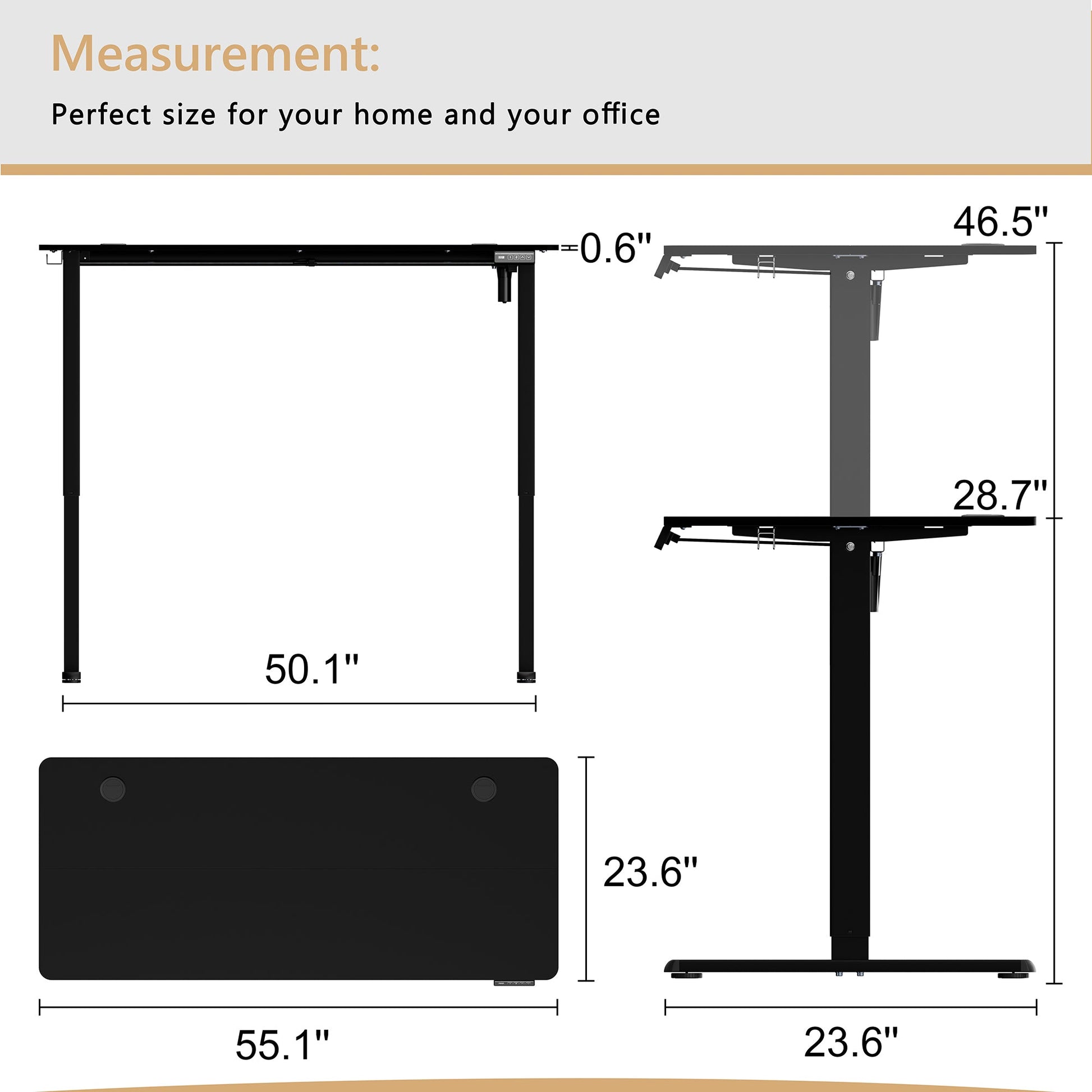 sobaniilowholesale Electric Office Ergonomic Standing Desk 1.2m / 1.4m / 1.6m With Black Metal Table Base (7709669294256)