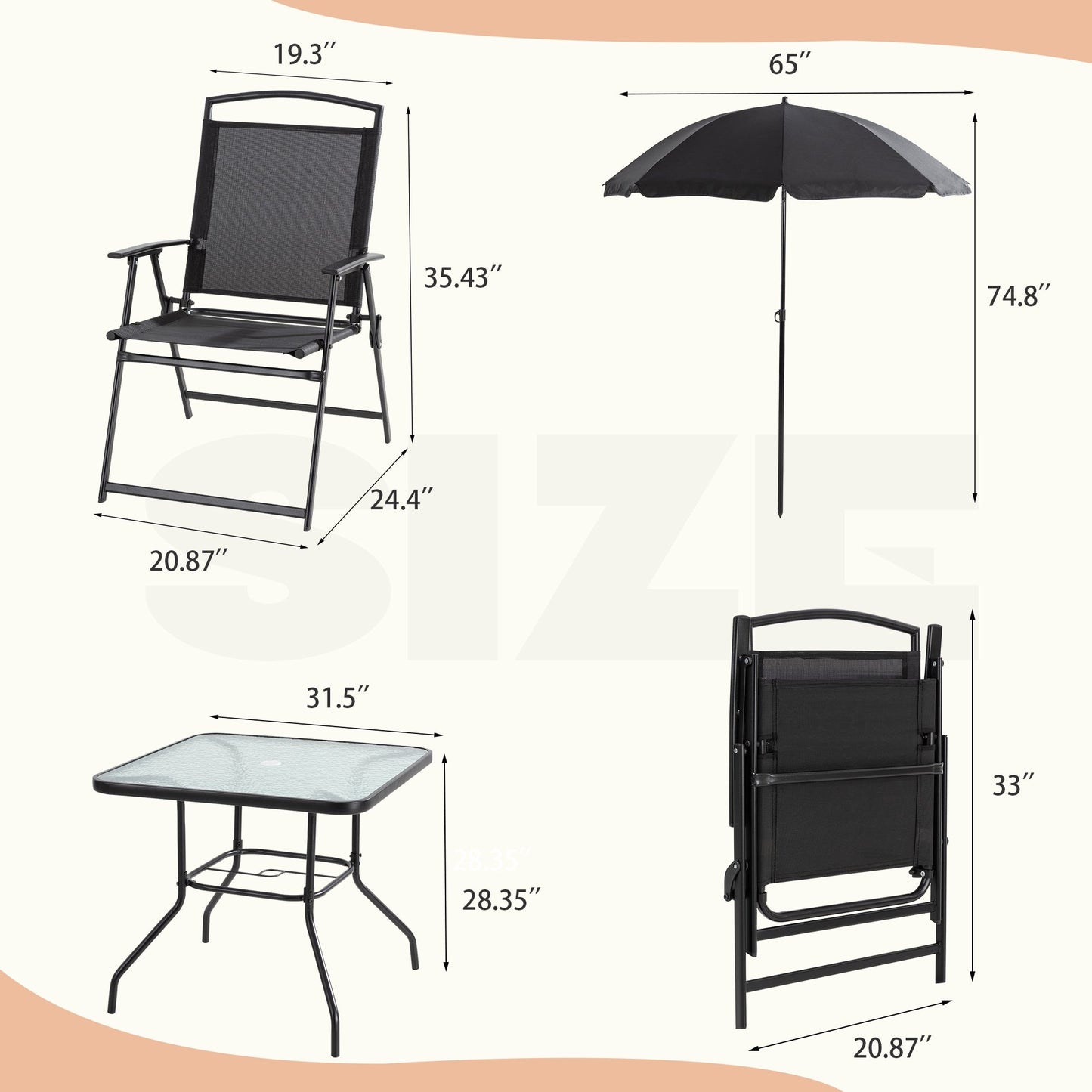 sobaniilowholesale Patio Furniture 6 Pieces Texilene Outdoor Folding Dining Set With Umbrella