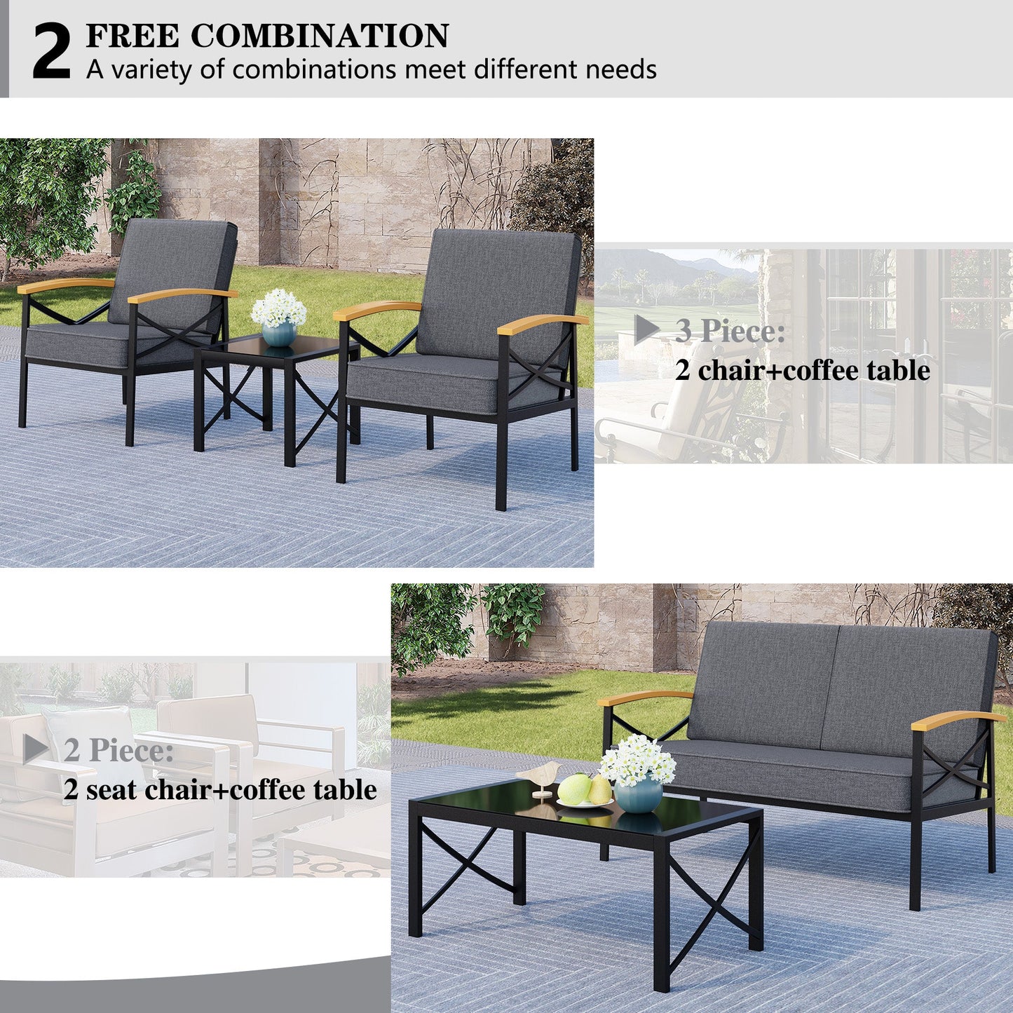 sobaniilowholesale Patio Furniture 5 Pieces Outdoor Metal Conversation Sets Chair Sets