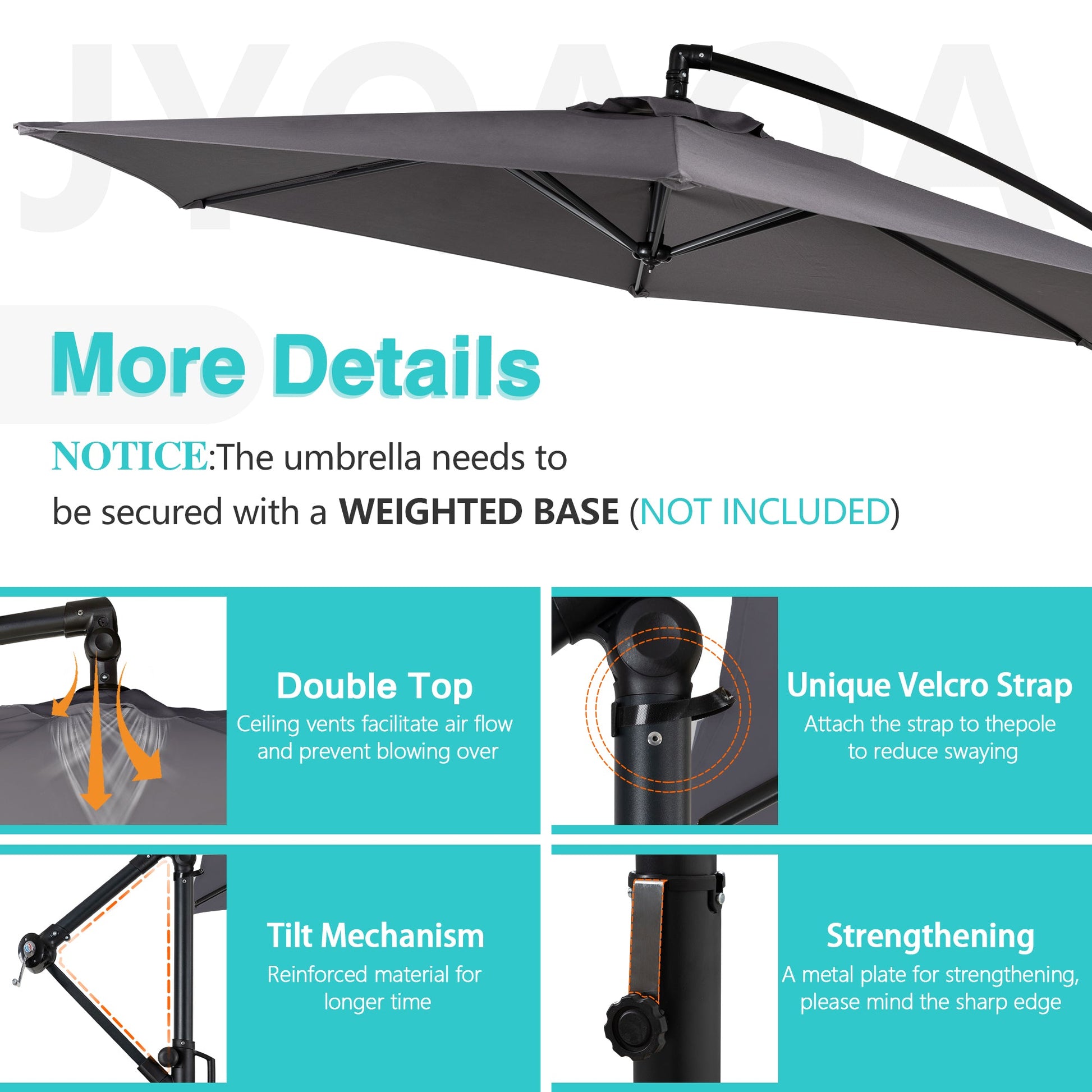 sobaniilowholesale Patio Offset Umbrella Easy Tilt Adjustment,Crank and Cross Base, Outdoor Cantilever Hanging Umbrella with 8 Ribs (7504185786544)