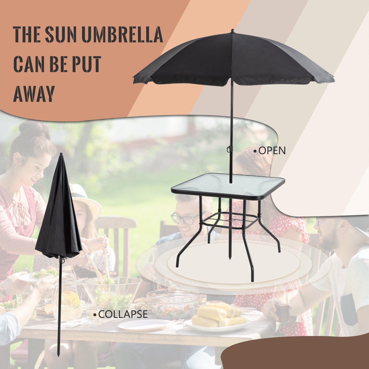 sobaniilowholesale Patio Furniture 6 Pieces Texilene Outdoor Folding Dining Set With Umbrella