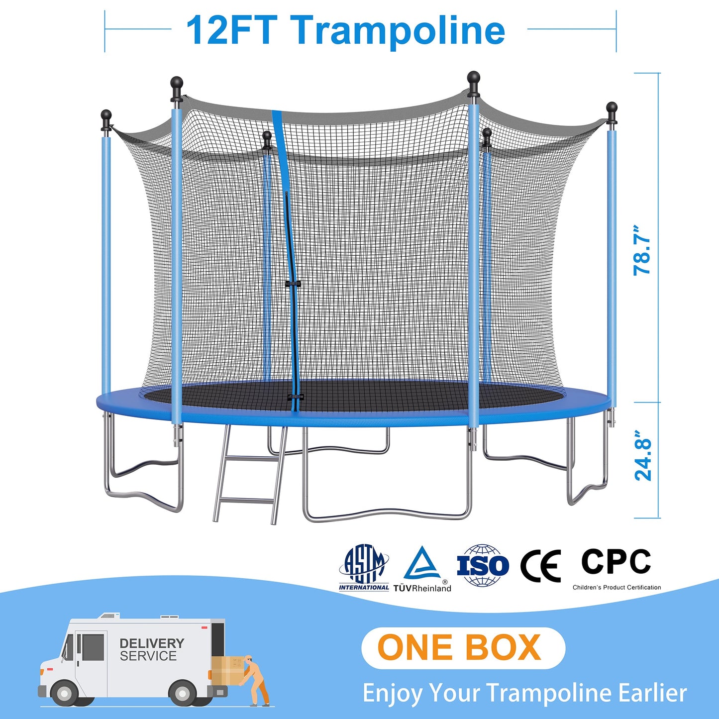 sobaniilowholesale Trampoline 14FT Trampoline Enclosure Net Outdoor Jump Trampoline PVC Spring Cover ASTM Approved Padding Premium Bouncer for Kids and Adults