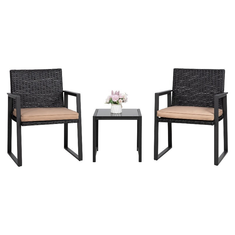 sobaniilowholesale Patio Furniture 3 Pieces Wicker Outdoor Bistro Chairs Set#color_brown