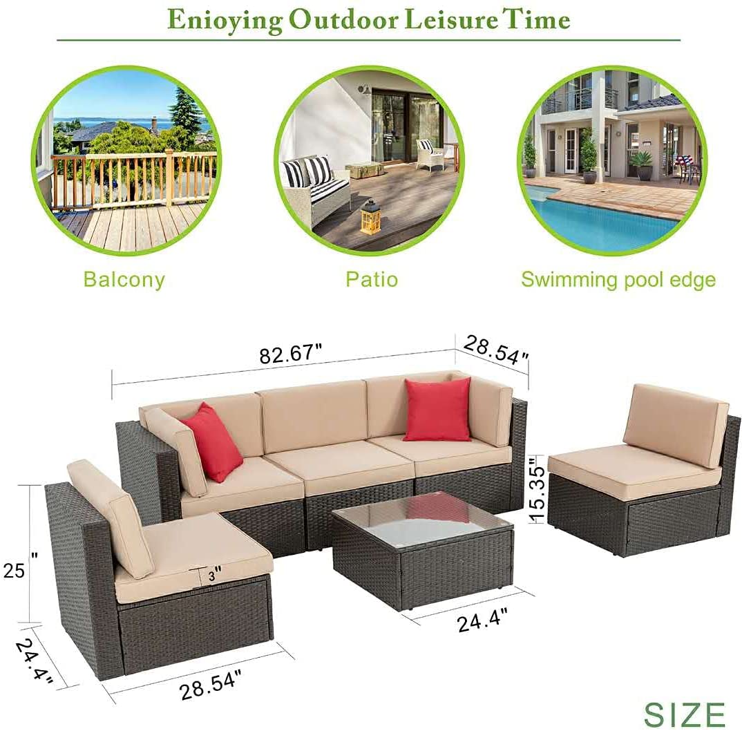 sobaniilowholesale 6 Pieces Outdoor Sectional Sofa Set