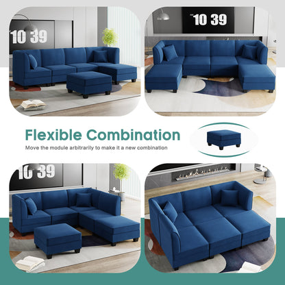 sobaniilowholesale  U-Shape Convertible Sectional Sofa Couch with 6 Seats
#color_dark-blue