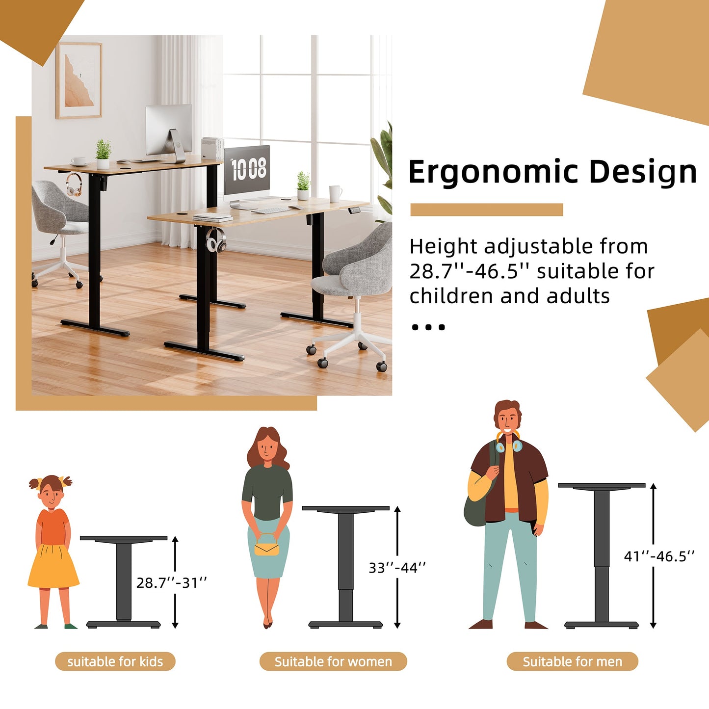 sobaniilowholesale Electric Office Ergonomic Standing Desk 1.2m / 1.4m / 1.6m With Black Metal Table Base (7709669294256)