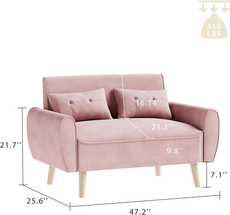 Livingroom sofa set sobaniilowholesale 2-seat 47'' Small Modern Love Seat Sofa  #color_pink#color_pink