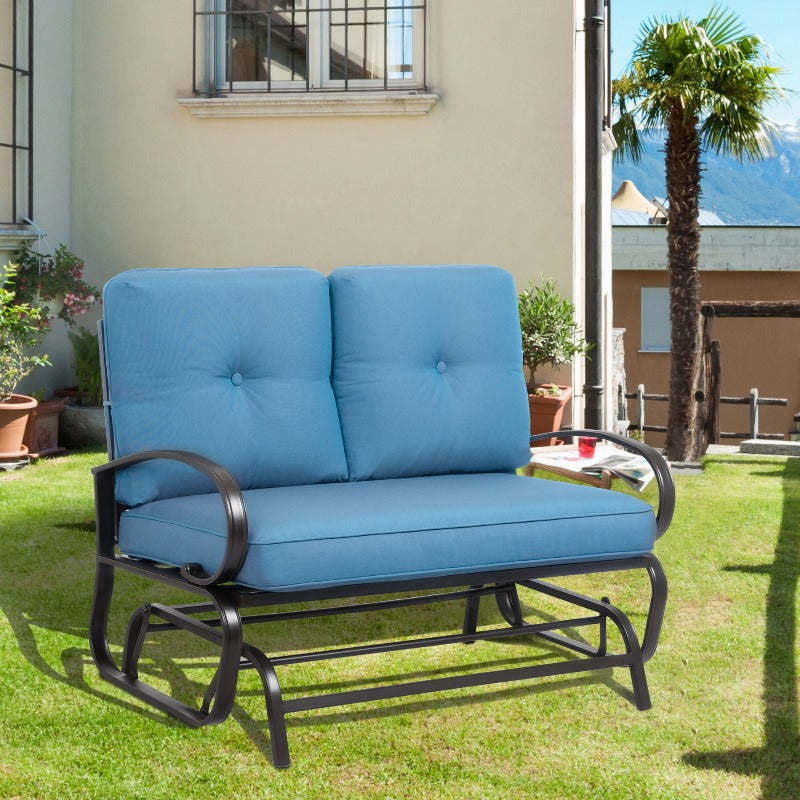 sobaniilowholesale 2-Seat Outdoor Loveseat With Fabric Cushions#color_blue