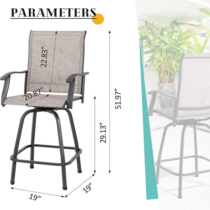 sobaniilowholesale Patio Furniture Outdoor All-Weather Texilene Swivel High Bar Stools Set (7060294140080)