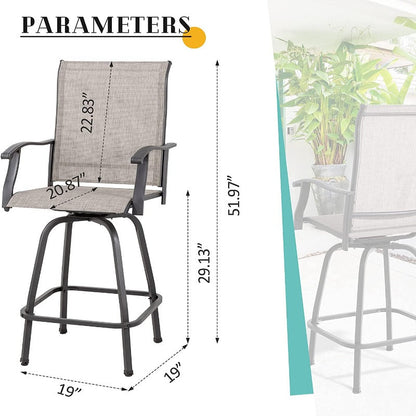 sobaniilowholesale Patio Furniture Outdoor All-Weather Texilene Swivel High Bar Stools Set (7060294140080)