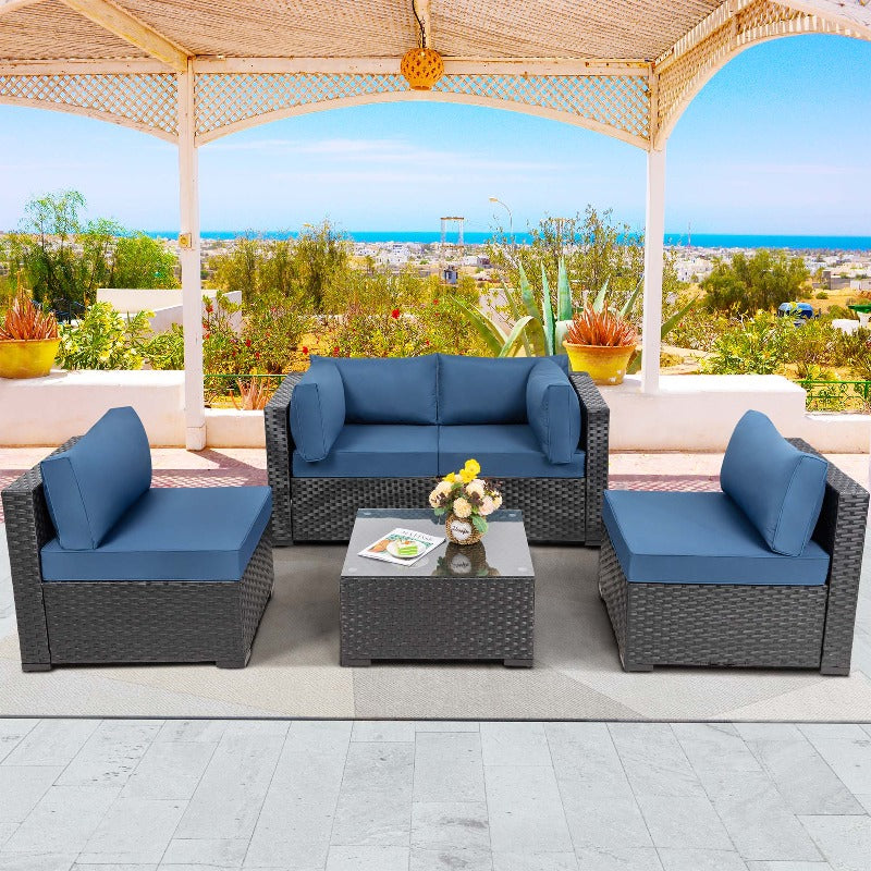 sobaniilowholesale 5 Pieces Outdoor Sectional Sofa, Patio furniture Set#color_aegean-blue