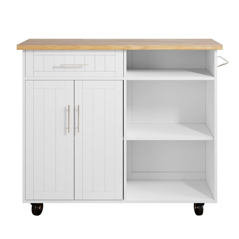 sobaniilowholesale 42???¡¥ Kitchen Island Cart Storage with Solid Wood Top#color_white (7278480883888)