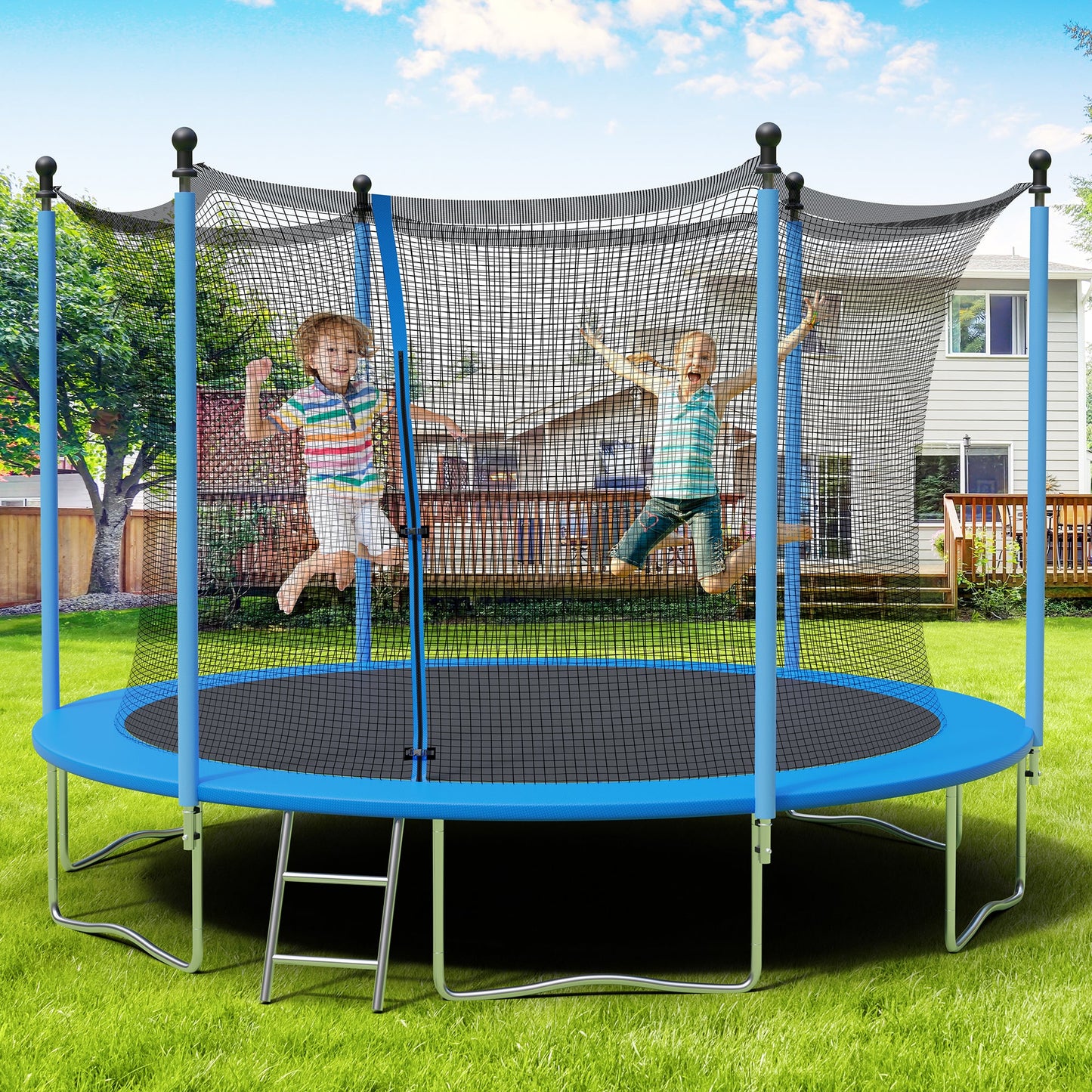 sobaniilowholesale Trampoline 14FT Trampoline Enclosure Net Outdoor Jump Trampoline PVC Spring Cover ASTM Approved Padding Premium Bouncer for Kids and Adults