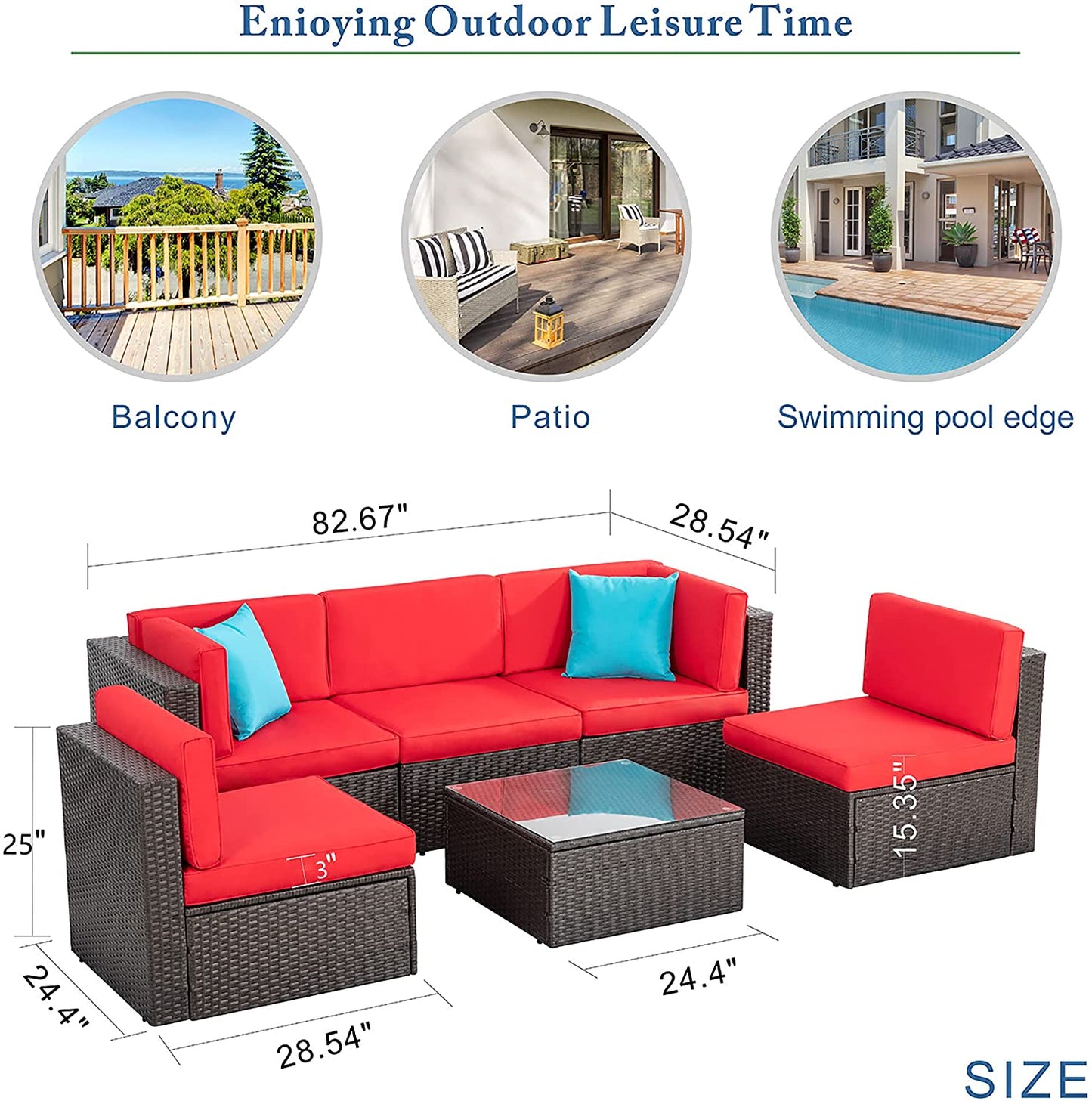 sobaniilowholesale 6 Pieces Outdoor Sectional Sofa Set