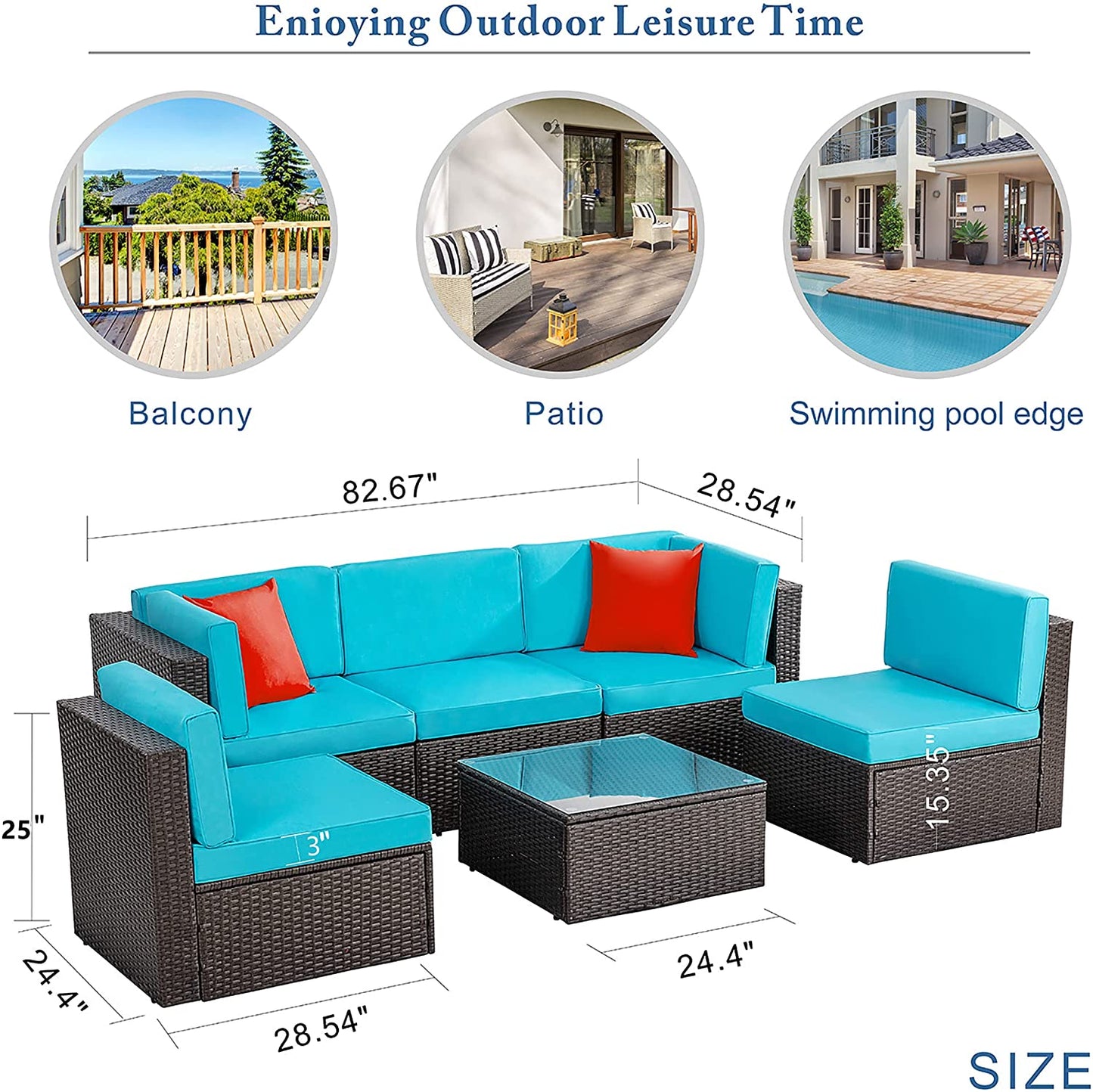 sobaniilowholesale 6 Pieces Outdoor Sectional Sofa Set