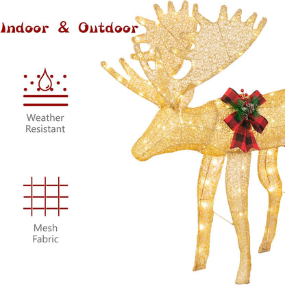 sobaniilowholesale  2-Piece Reindeer Christmas Decoration, 4FT Moose Family Outdoor Holiday Christmas Decor, Pre-Lit 170 LED Lights Deer