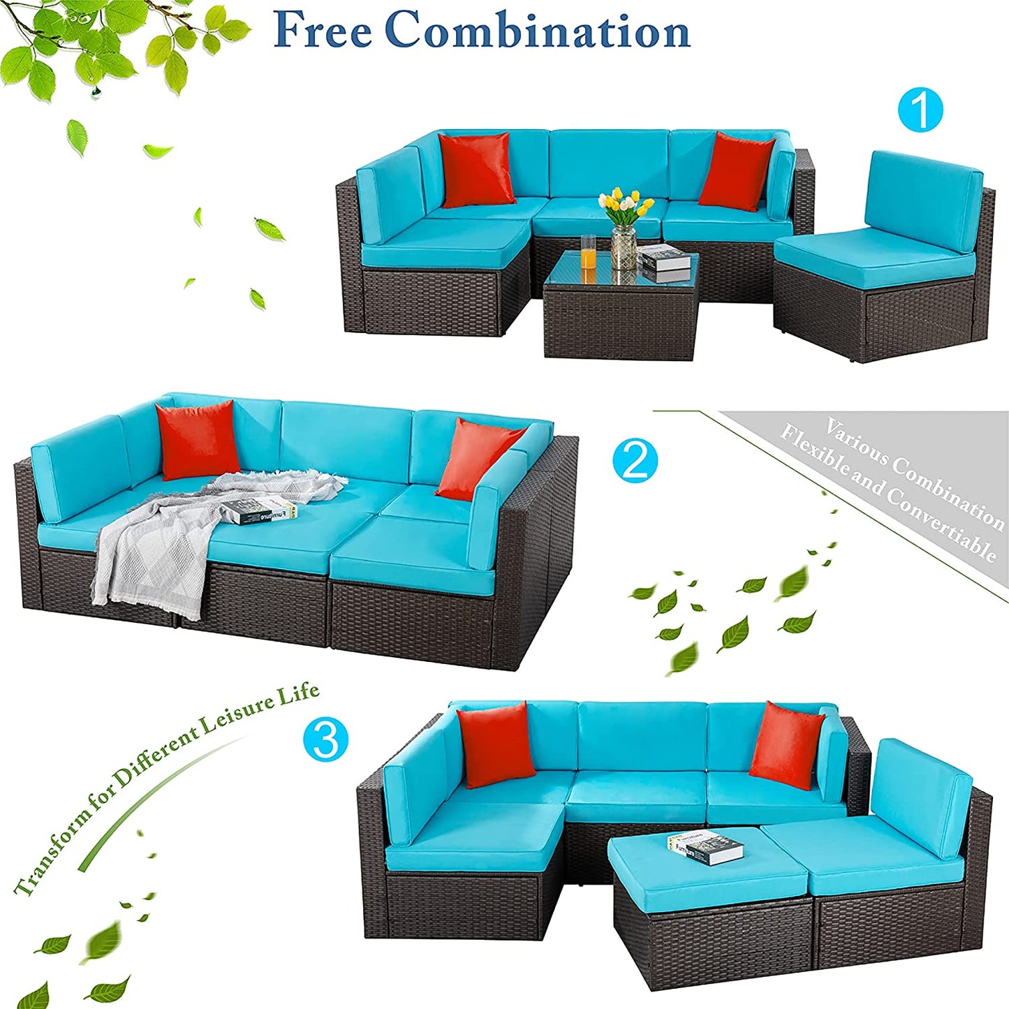 sobaniilowholesale 6 Pieces Outdoor Sectional Sofa Set