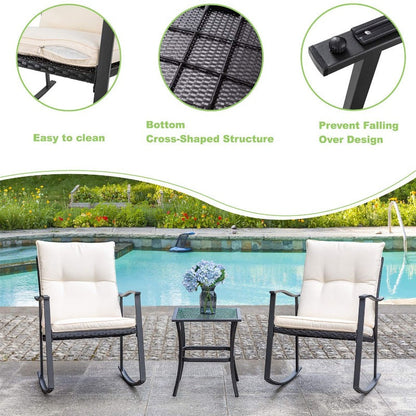 sobaniilowholesale Patio Furniture 3 Pieces Outdoor Rocking Chair Set