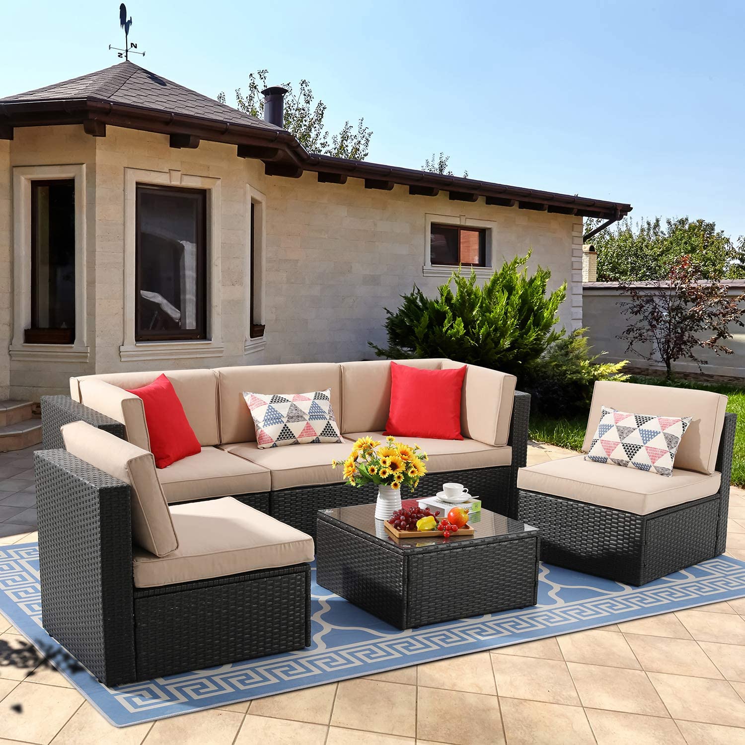 sobaniilowholesale 6 Pieces Outdoor Sectional Sofa Set