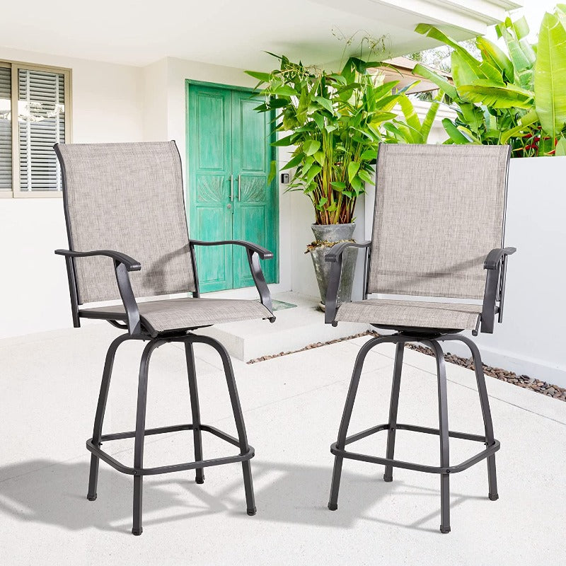 sobaniilowholesale Patio Furniture Outdoor All-Weather Texilene Swivel High Bar Stools Set (7060294140080)