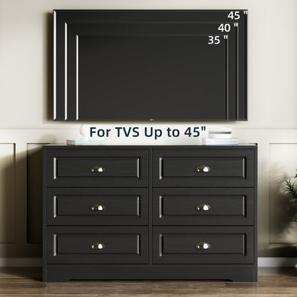 sobaniilowholesale 9 Drawer Double Dresser Black Wooden Wide Chest of Drawers with Metal Handles Storage Organizer Dresser Nursery Dresser for Living Room Hallway (7504222027952)